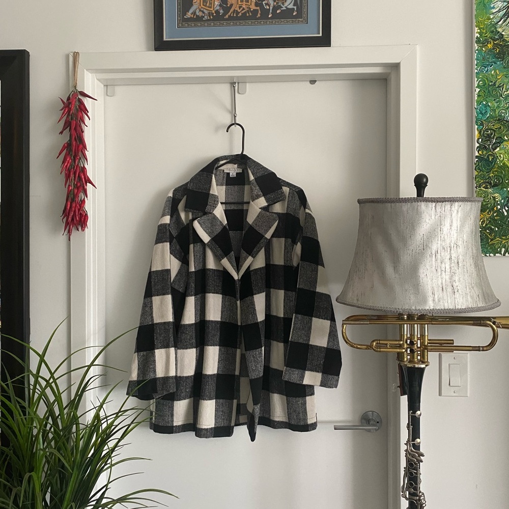 Black and white oversized plaid jacket